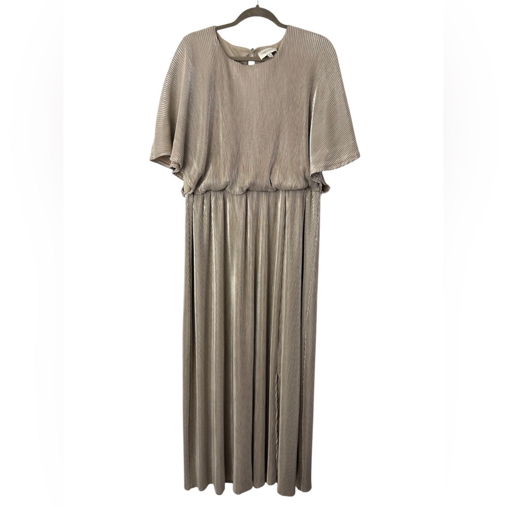 Celadon Pleated Maxi Long Dress Bridal Bridesmaid Gold Silver Shimmer Size XL